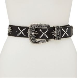 New - Black with Nickel Embellished Leather Belt